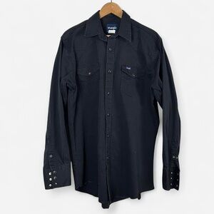 Vintage Wrangler faded black heavy button down shirt
